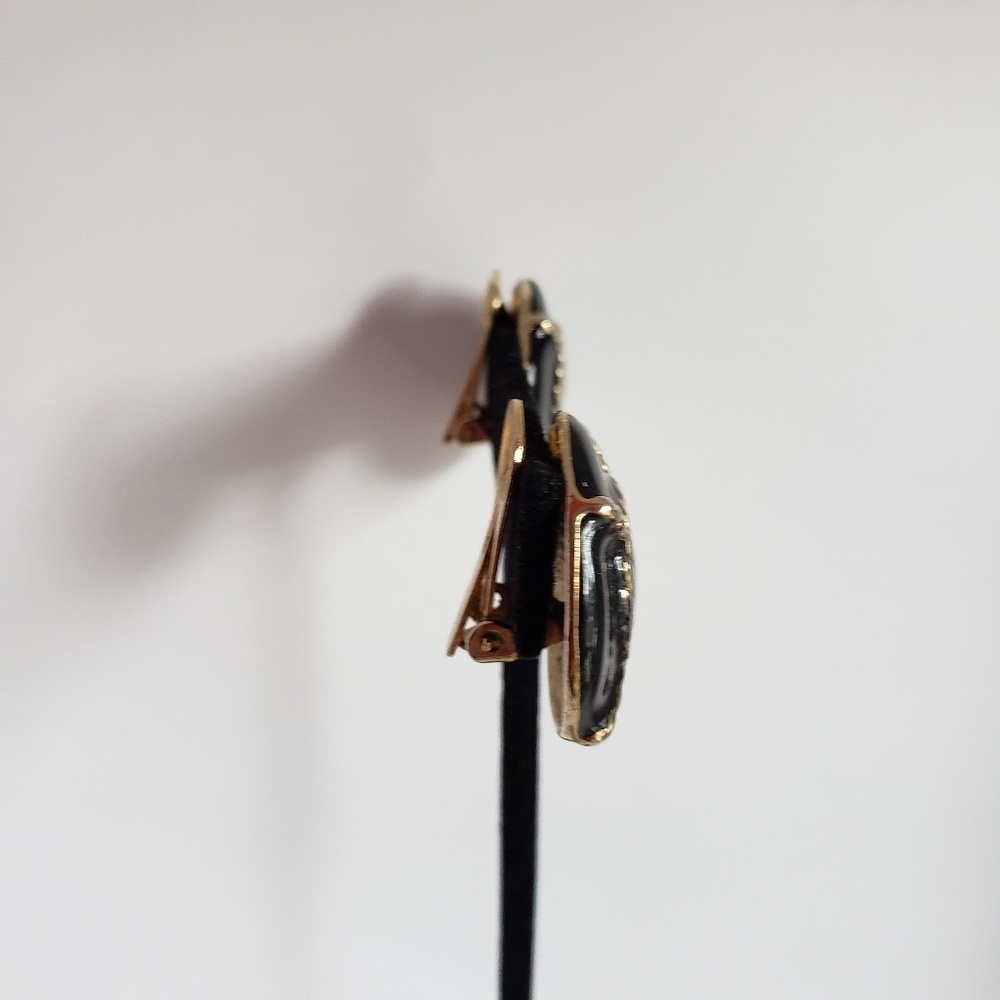 1” Vintage Black & Gold Braided Clip-Ons - Picture 3 of 5